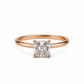 4 Prong Cushion 1.4 Ct Solitaire Diamond With Polished Slim Round Band