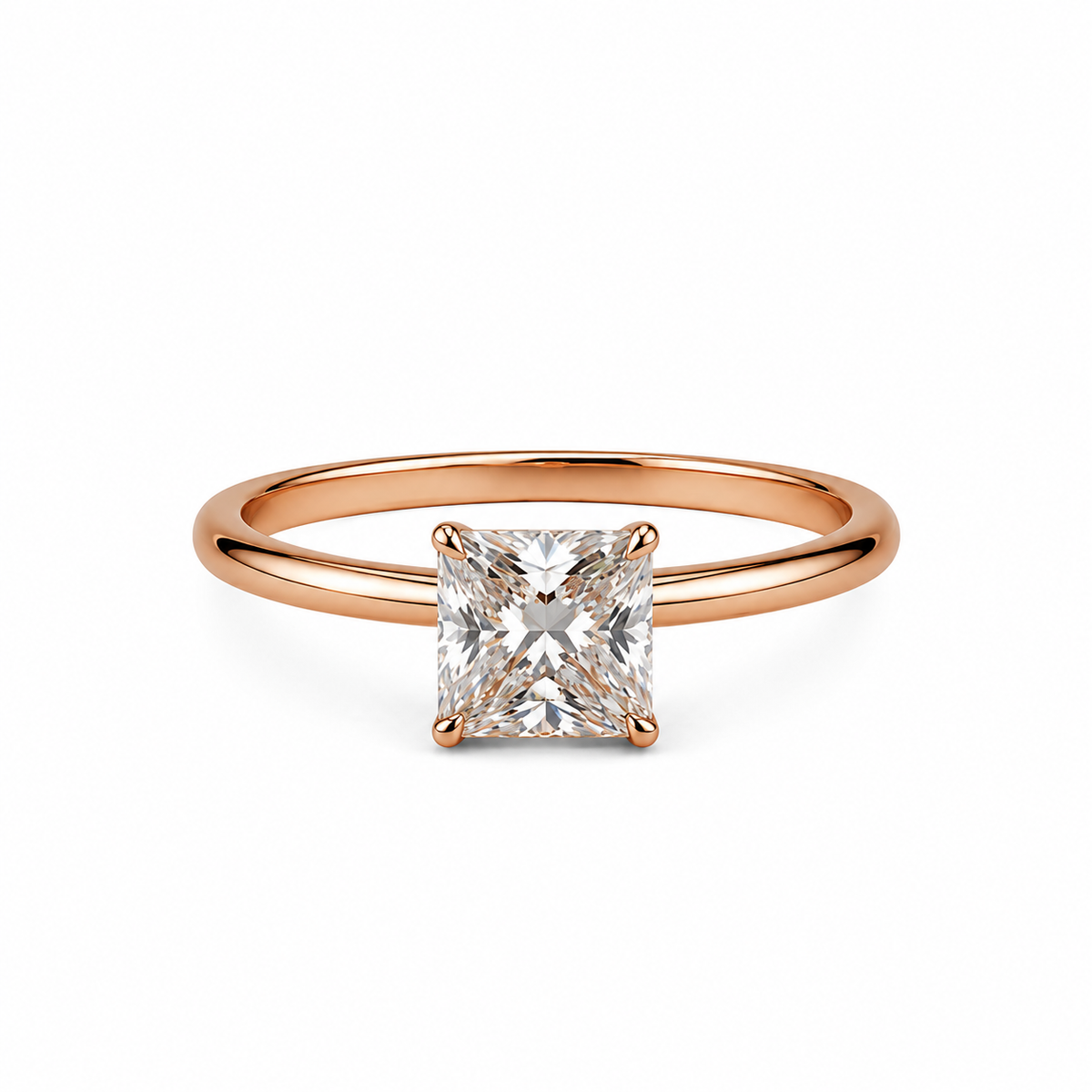 Cojín 1.4 ct diamante de laboratorio con banda redonda delgada pulida