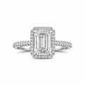 Cust. 2ct Emerald Halo Lab Diamond Engagement Ring with Half Pave Band