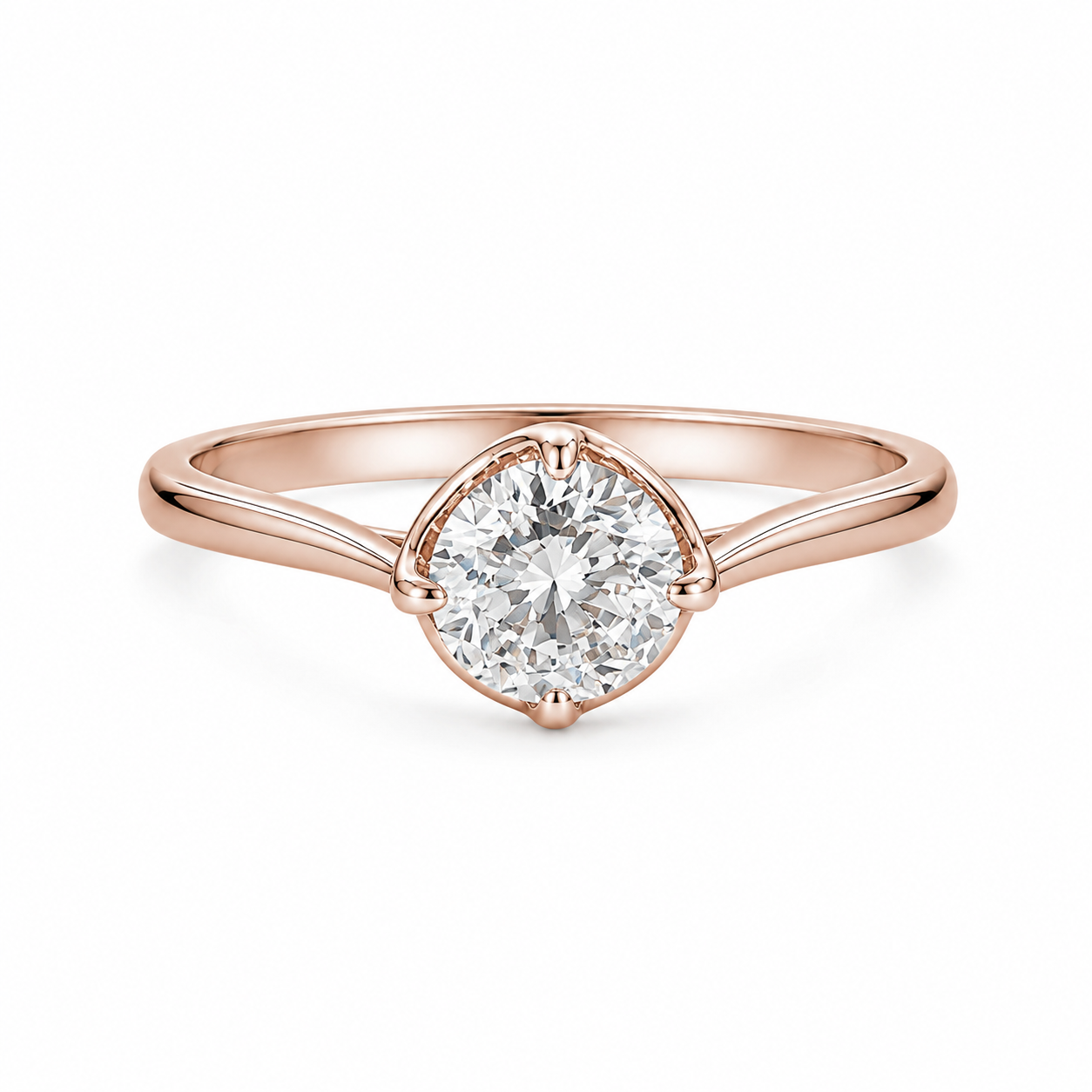 4 Prongs 1.51 Ct Solitaire Eternity Rose Gold Ring