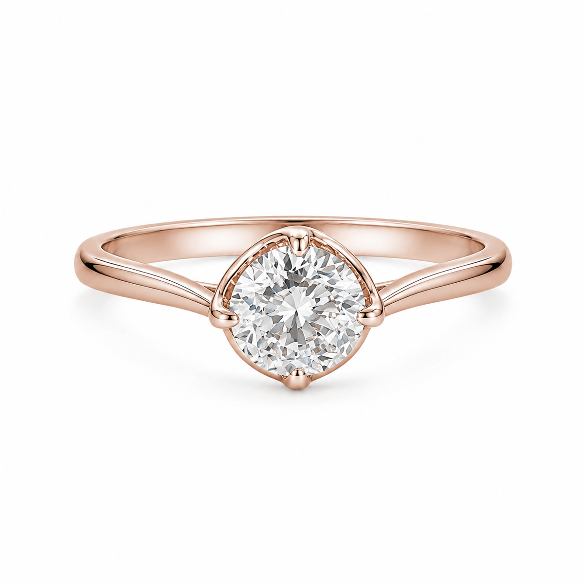 Anillo solitario de oro con diamante de laboratorio redondo de 1,5 ct y 4 garras