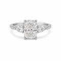 Brilliant 3 Stone Radiant Diamond Cut With Half Pave Band