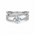 Solitaire 2.1 Ct Round Cut Diamond Ring With Triple Crisscross
