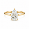 Teardrop 3 Prong Solitaire 1.56 Ct Diamond With Polished Round Shank