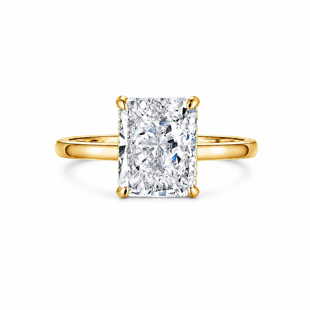 Diamante de laboratorio radiante de 3.2 Ct con banda delgada pulida