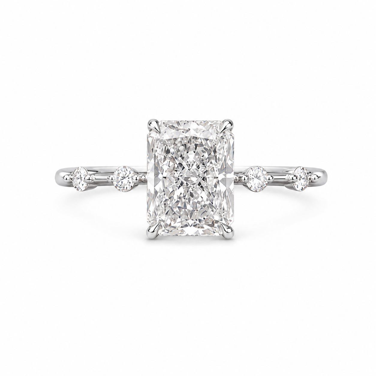 Brilliant Princess Cut 1.88 Ct Ring With Pear & Round Accents Shank