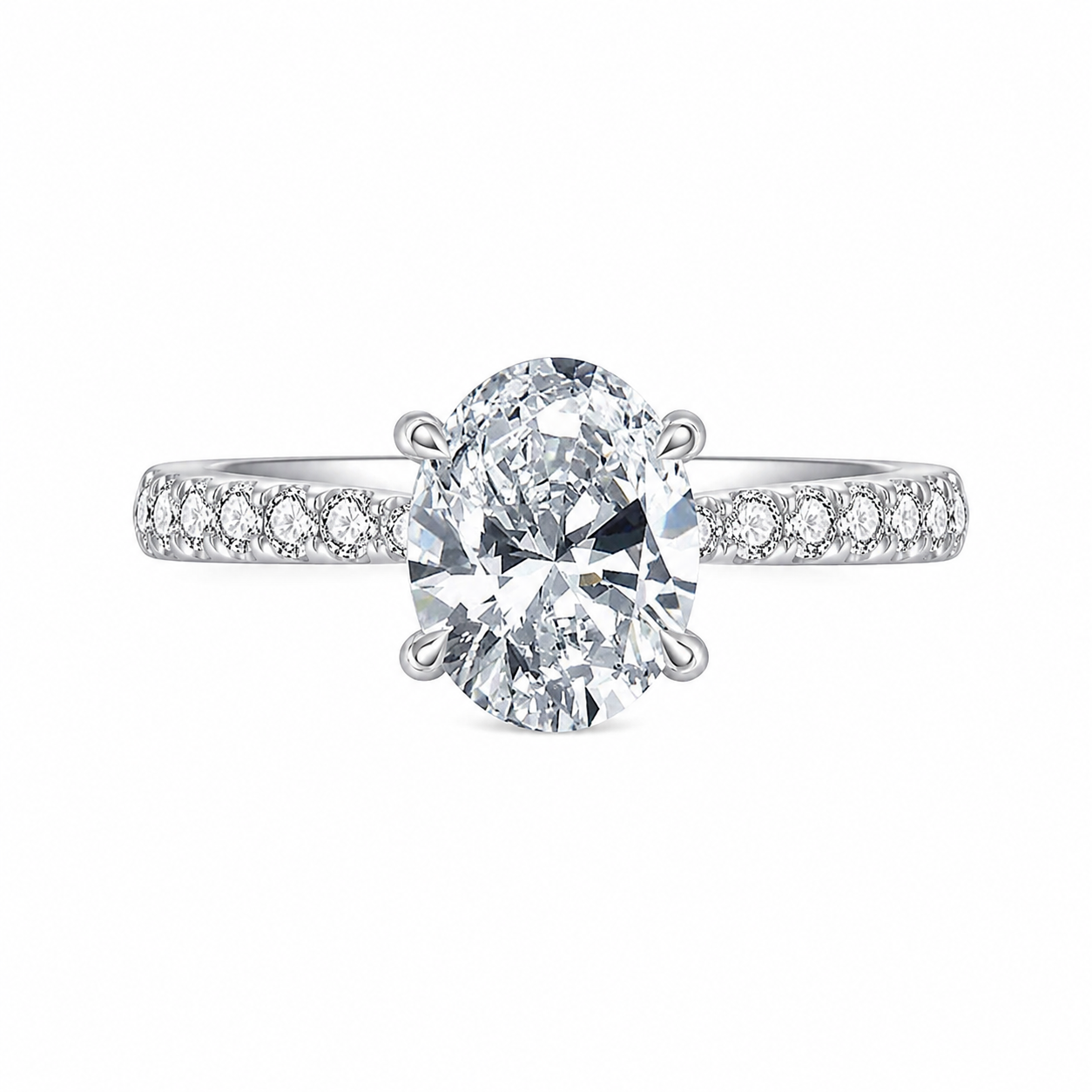 4-Prong Oval 1.5 Ct Cut Half Pave Shank Ring