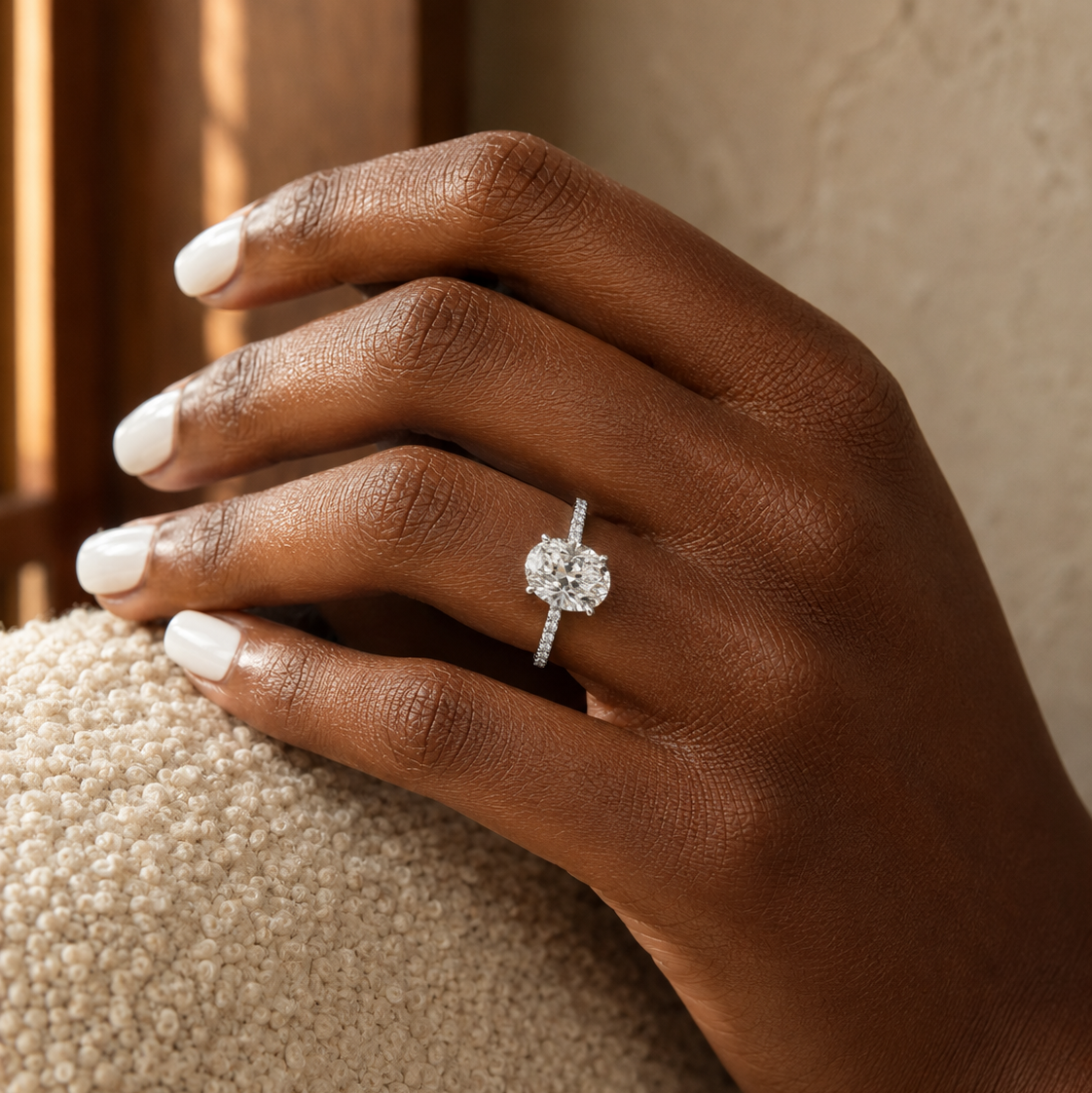 4-Prong Oval 1.5 Ct Cut Half Pave Shank Ring