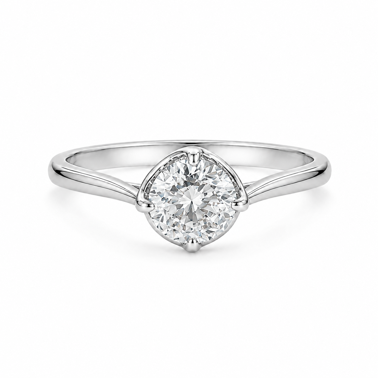 Anillo solitario de oro con diamante de laboratorio redondo de 1,5 ct y 4 garras