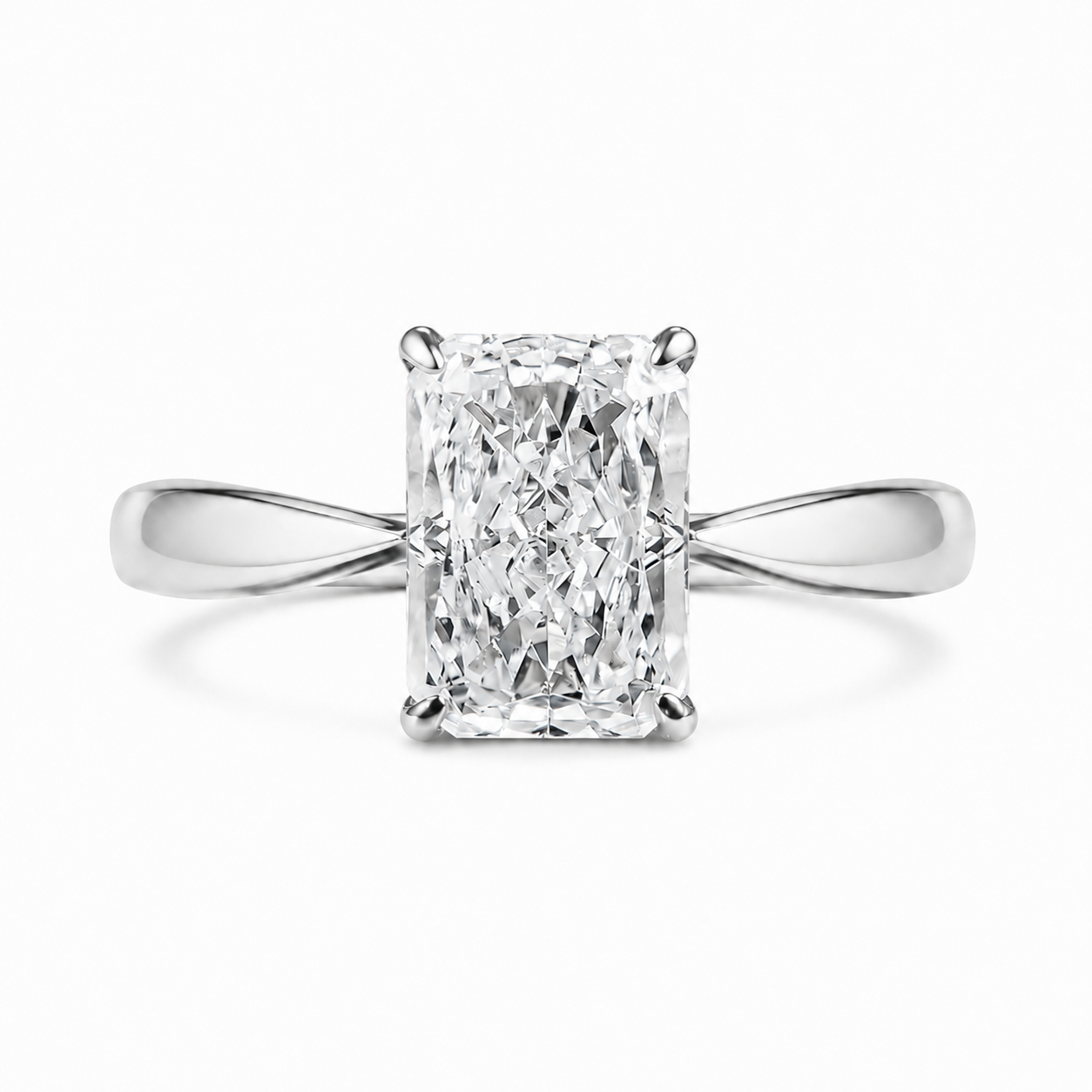 Solitario de cuatro puntas con corte radiante de diamante de laboratorio de 2,00 ct