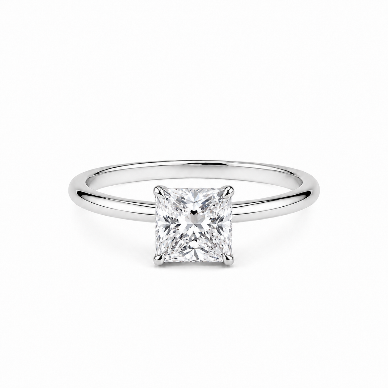 Cojín 1.4 ct diamante de laboratorio con banda redonda delgada pulida