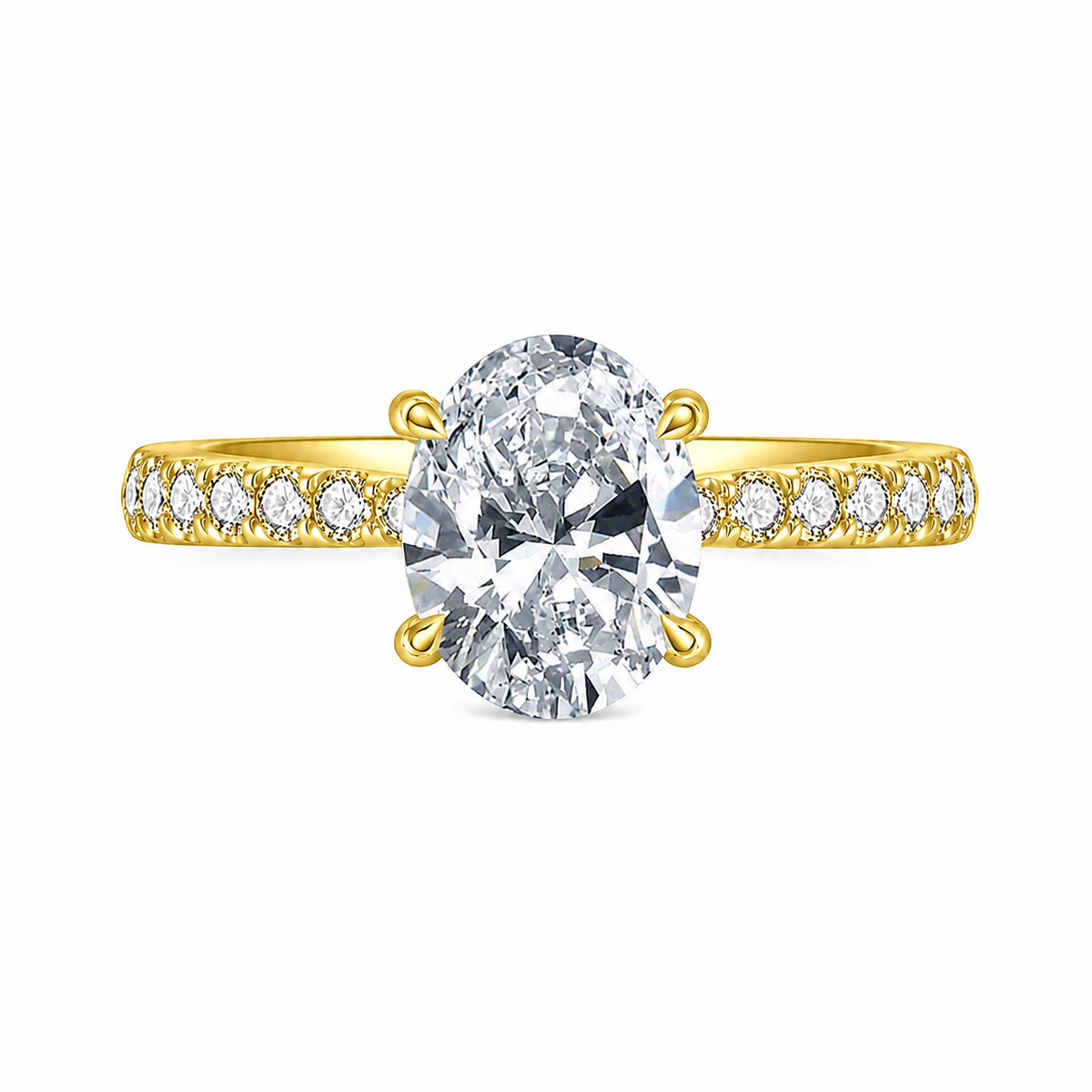 Ovalado de 1.5 Ct con Diamante de Laboratorio y Engaste Semipavé