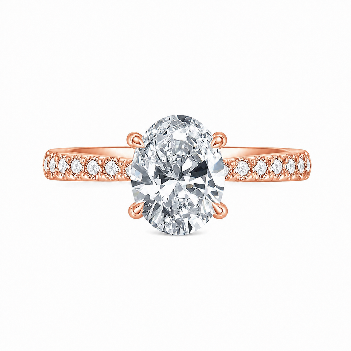 Ovalado de 1.5 Ct con Diamante de Laboratorio y Engaste Semipavé