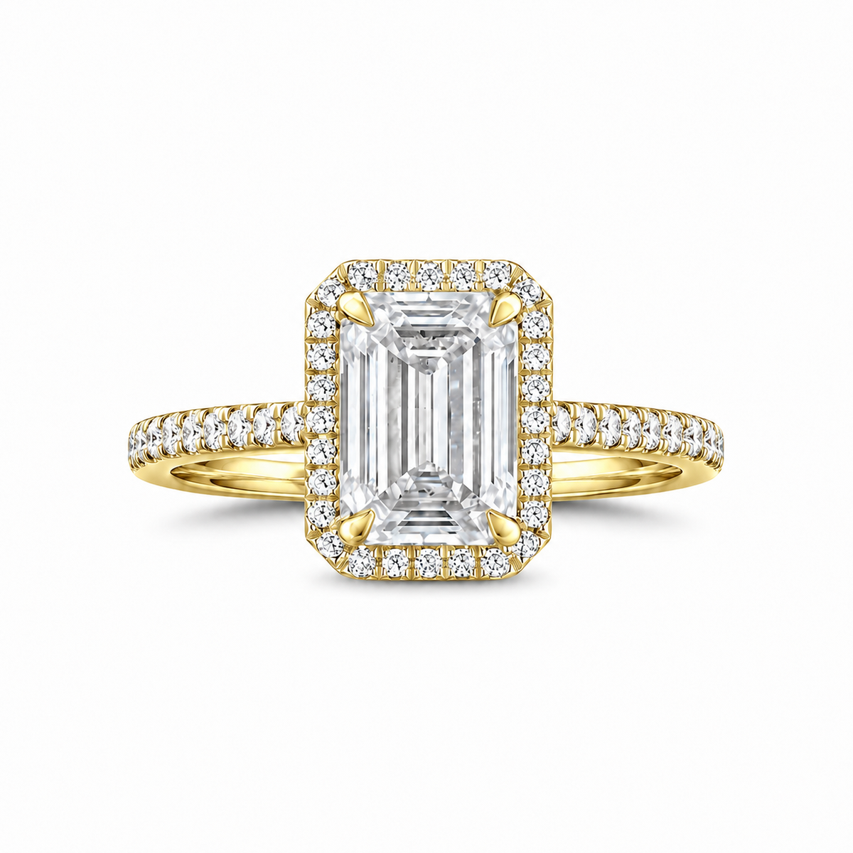 Diamante de laboratorio talla esmeralda de 2.0 ct con banda de medio pavé