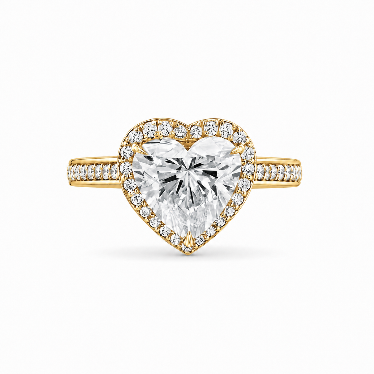 Anillo de oro blanco de 18 quilates con un diamante de laboratorio de talla corazón de 2,6 quilates