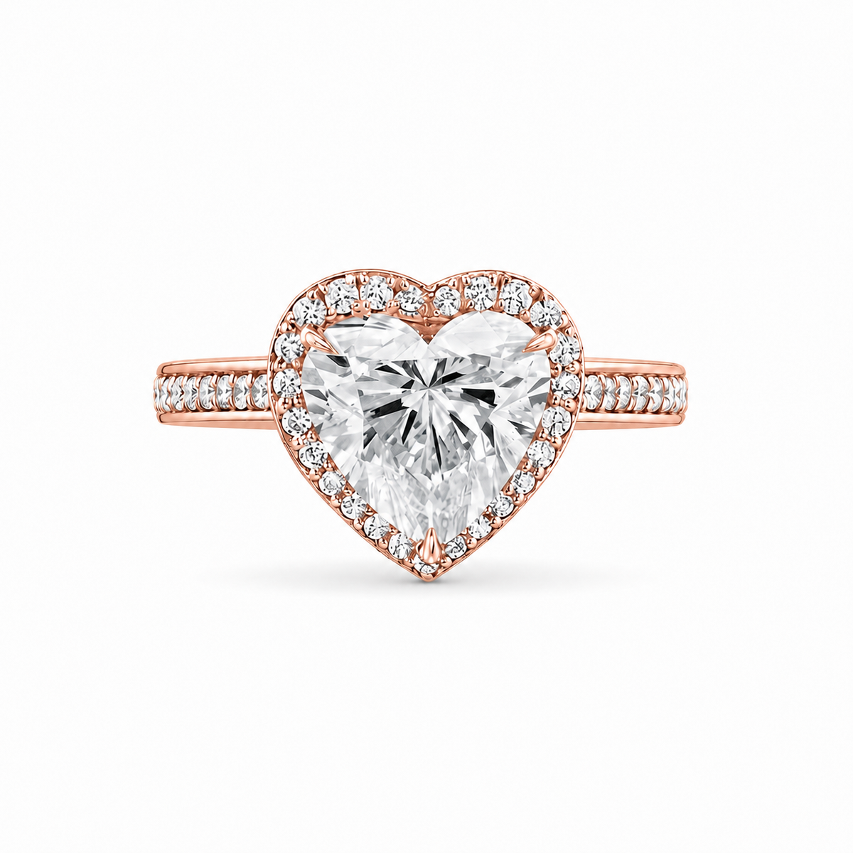 Anillo de oro blanco de 18 quilates con un diamante de laboratorio de talla corazón de 2,6 quilates