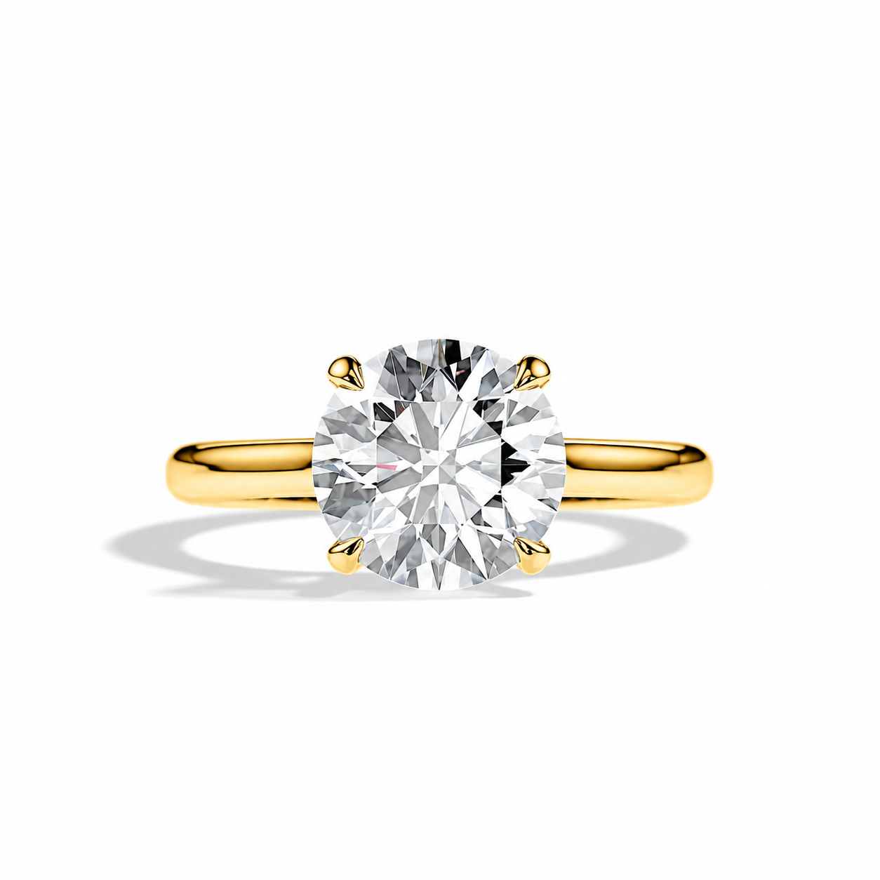 Anillo solitario clásico con diamante de laboratorio redondo de 3,0 ct.