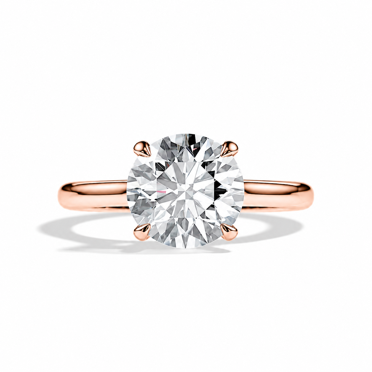 Anillo solitario clásico con diamante de laboratorio redondo de 3,0 ct.