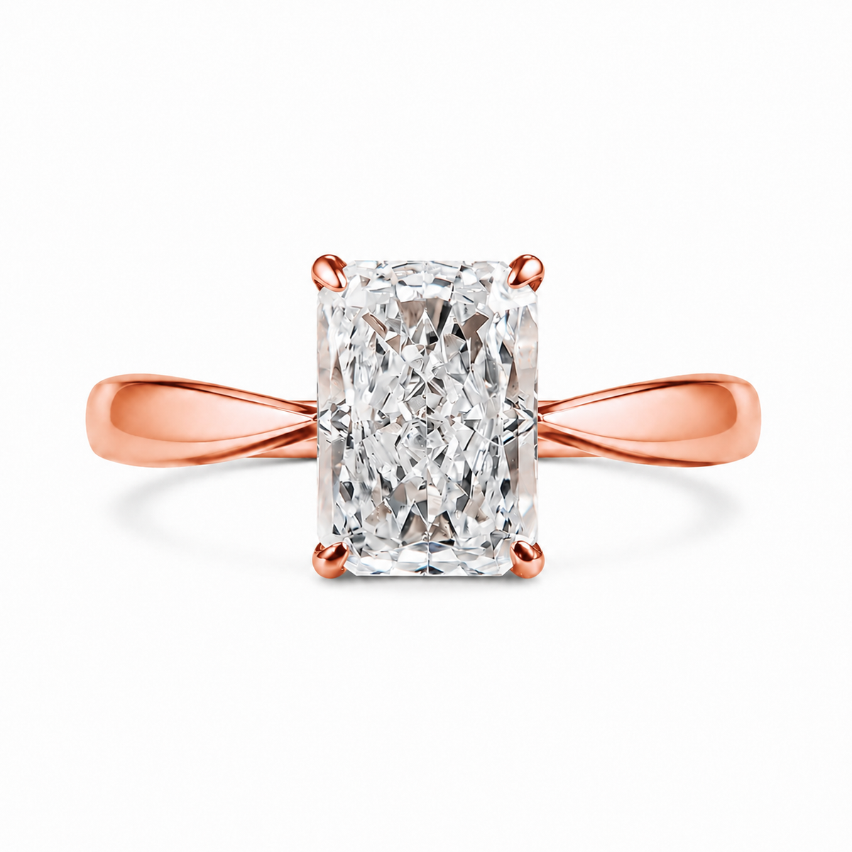Solitario de cuatro puntas con corte radiante de diamante de laboratorio de 2,00 ct