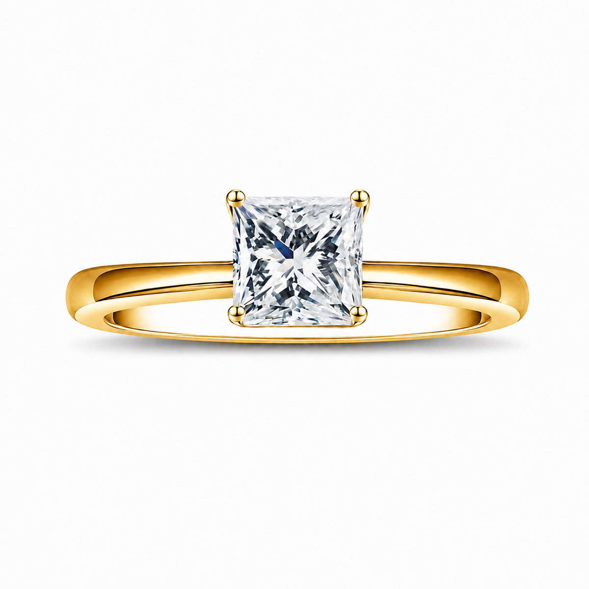 Diamante de laboratorio talla princesa de 2,5 ct con vástago liso pulido