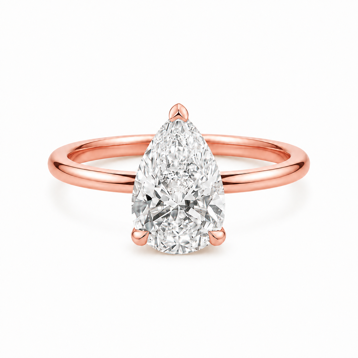 Diamante de laboratorio talla pera de 1.56 Ct con banda delgada pulida