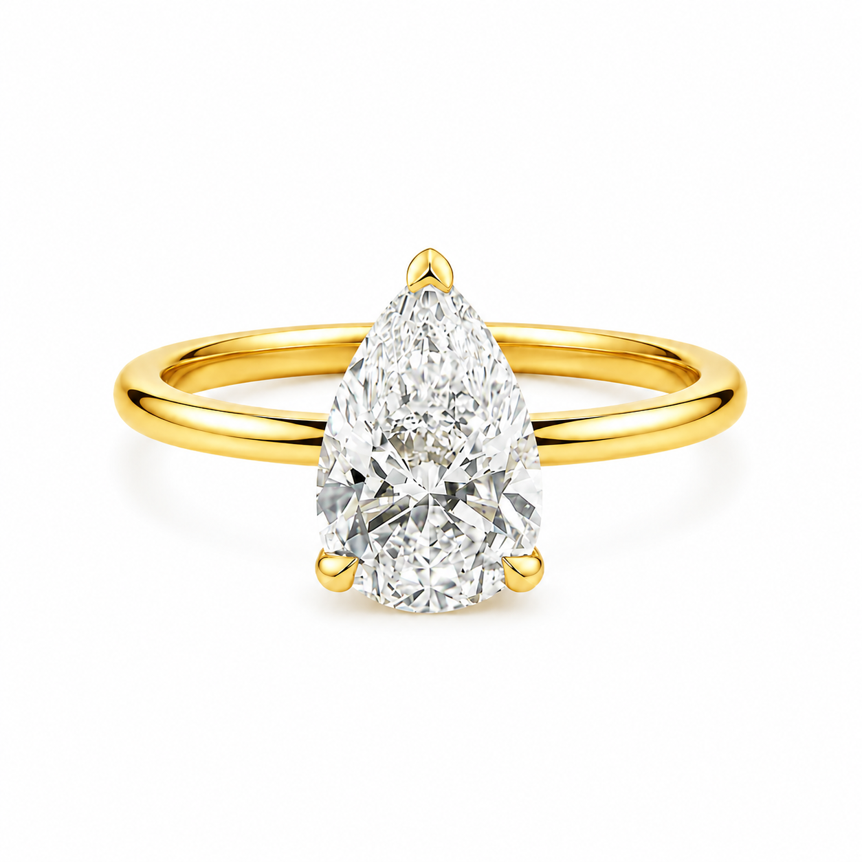 Diamante de laboratorio talla pera de 1.56 Ct con banda delgada pulida