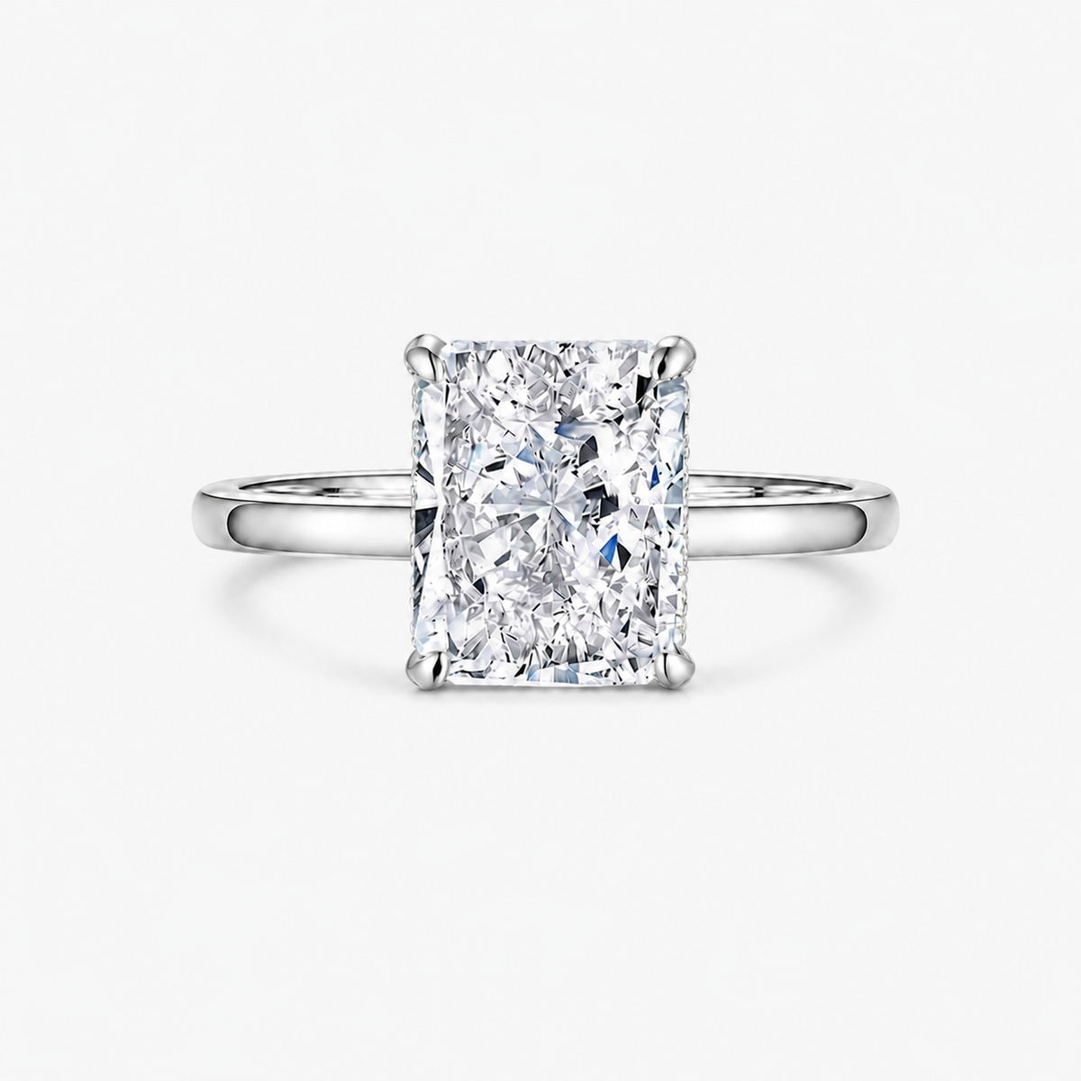 Diamante de laboratorio radiante de 3.2 Ct con banda delgada pulida