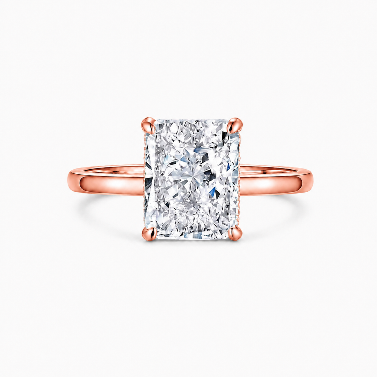 Diamante de laboratorio radiante de 3.2 Ct con banda delgada pulida