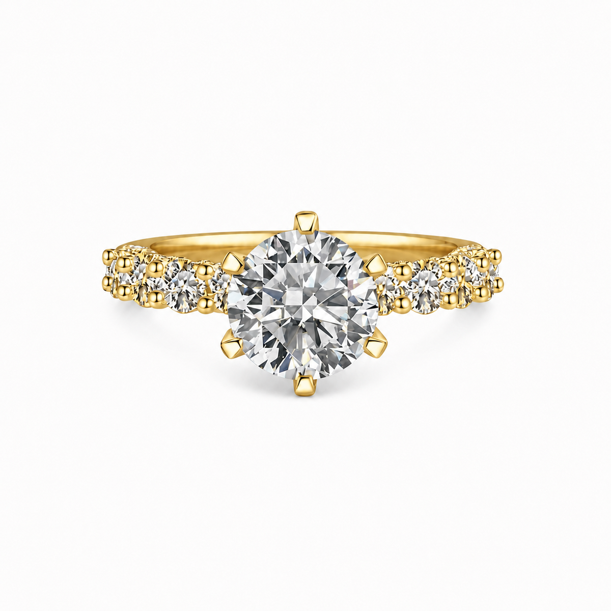 Diamante redondo de laboratorio de 1,5 ct con banda de hombro pavé