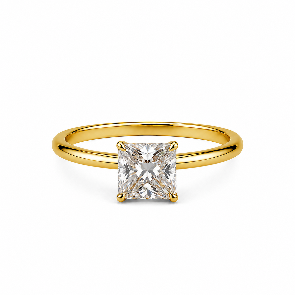 Cojín 1.4 ct diamante de laboratorio con banda redonda delgada pulida