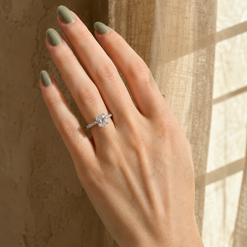 Classic 6 Prong 2.5 Ct Solitaire With Half Pave Band