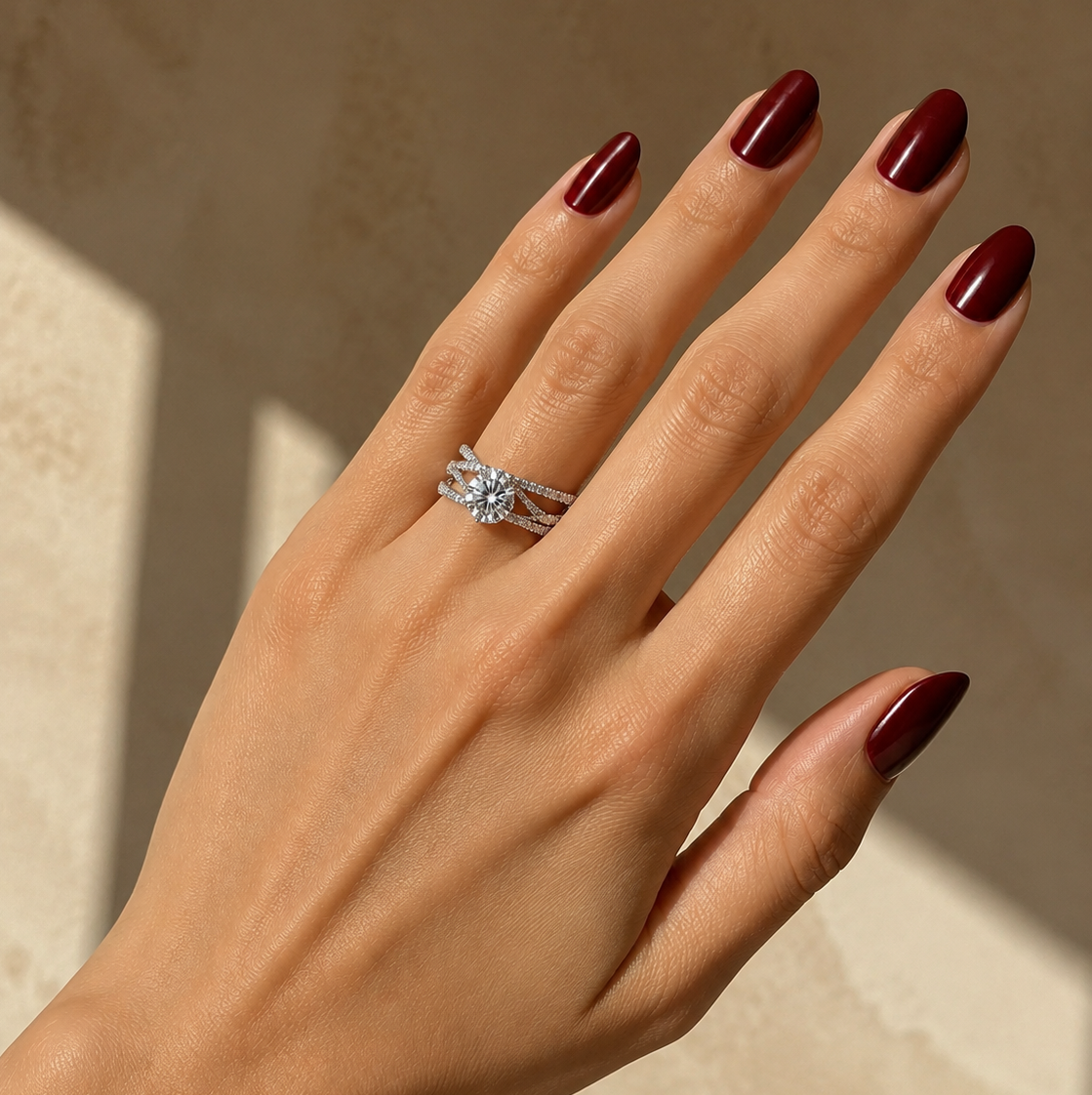 Solitaire 2.1 Ct Round Cut Diamond Ring With Triple Crisscross