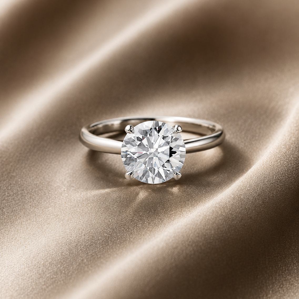 Anillo solitario clásico con diamante de laboratorio redondo de 3,0 ct.