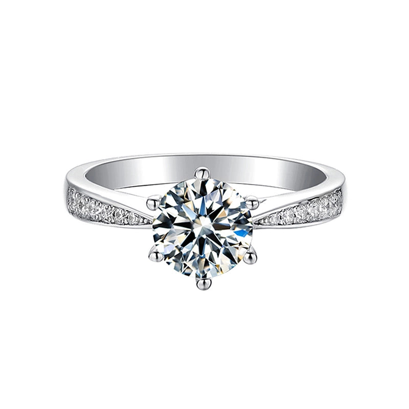 Classic 6 Prong 2.5 Ct Solitaire With Half Pave Band