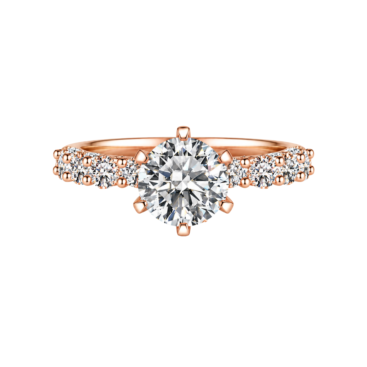 Diamante redondo de laboratorio de 1,5 ct con banda de hombro pavé